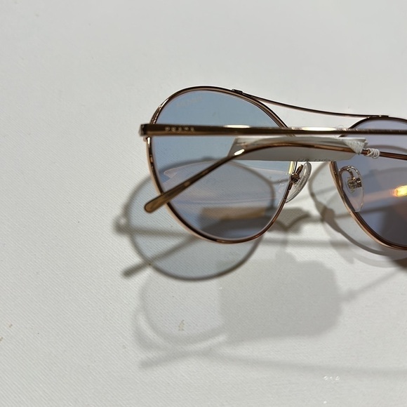 PRADA Rose Gold Round Aviator lightly tint sunglasses indoor/Outdoor unisex NWT - Picture 9 of 16